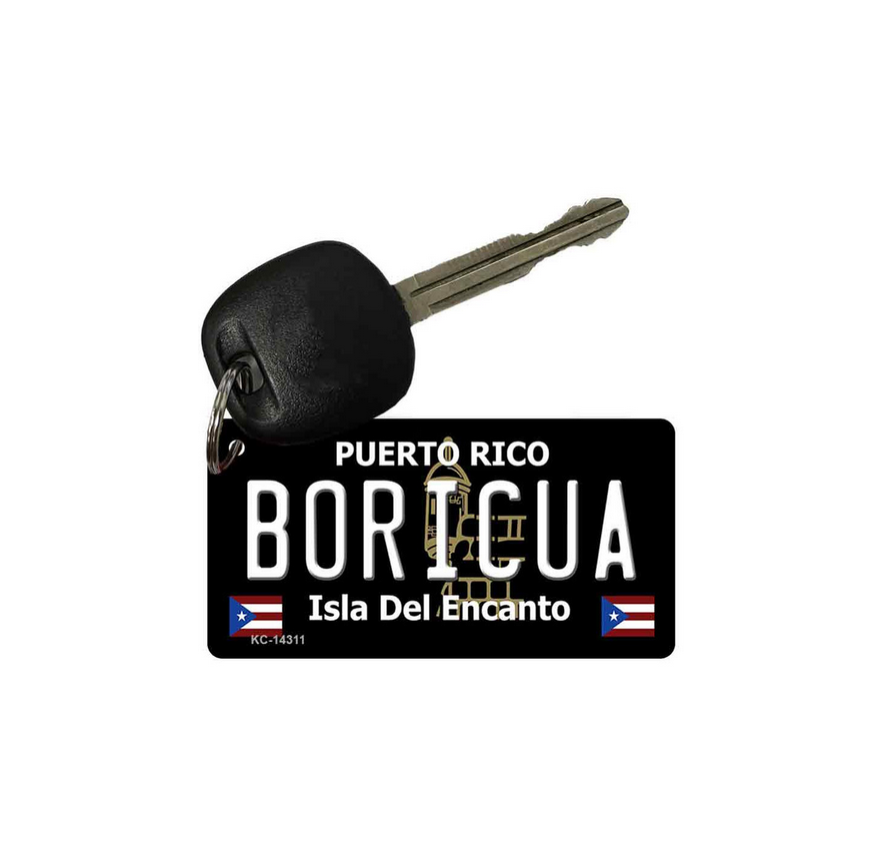 Black Boricua License Plate Key-chain