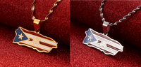 Thumbnail for Puerto Rico Map Coqui Flag  Necklaces Gold or Silver