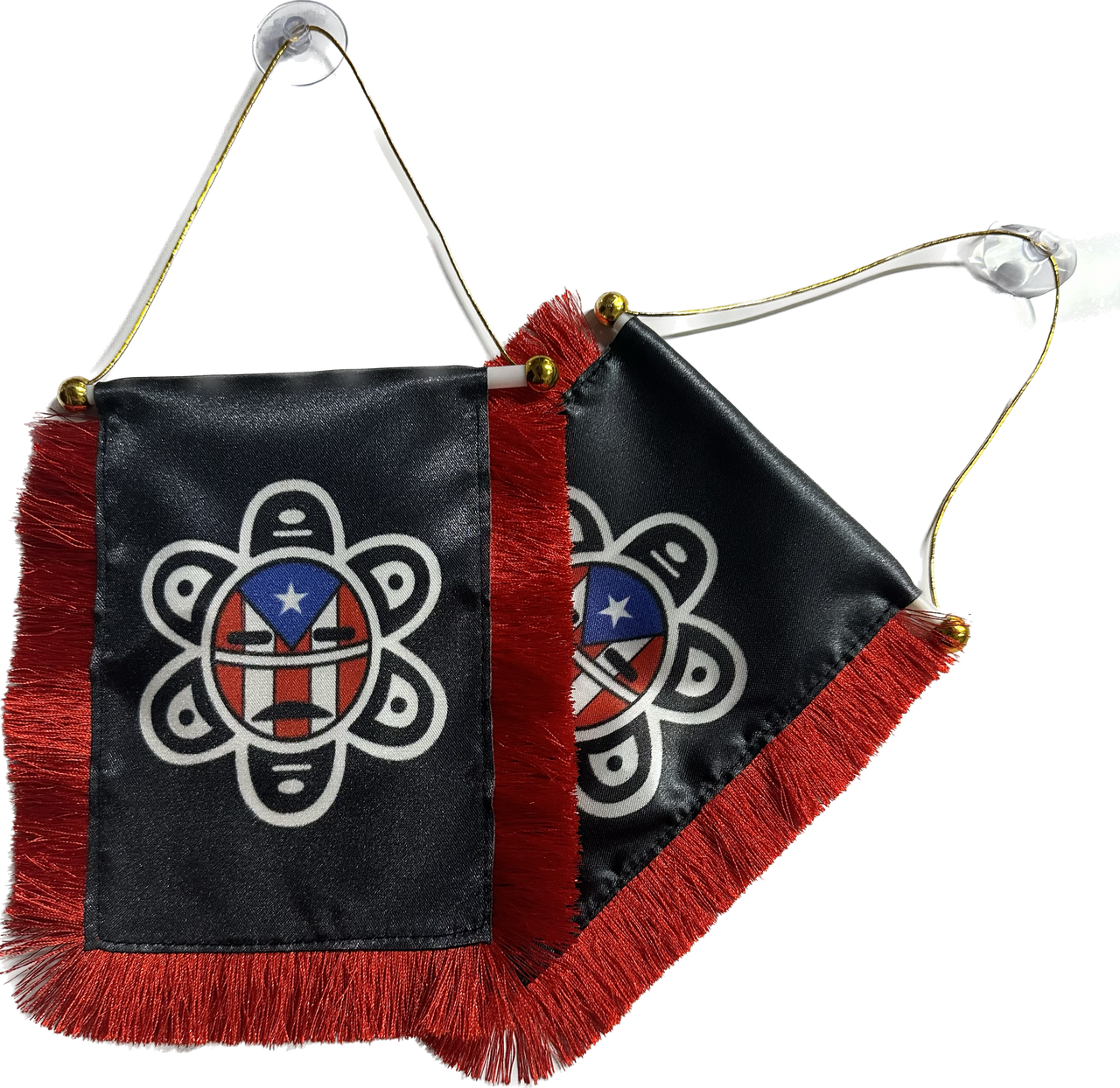 Mini Hanging Mirror Red Frilled Taino Sol Flag
