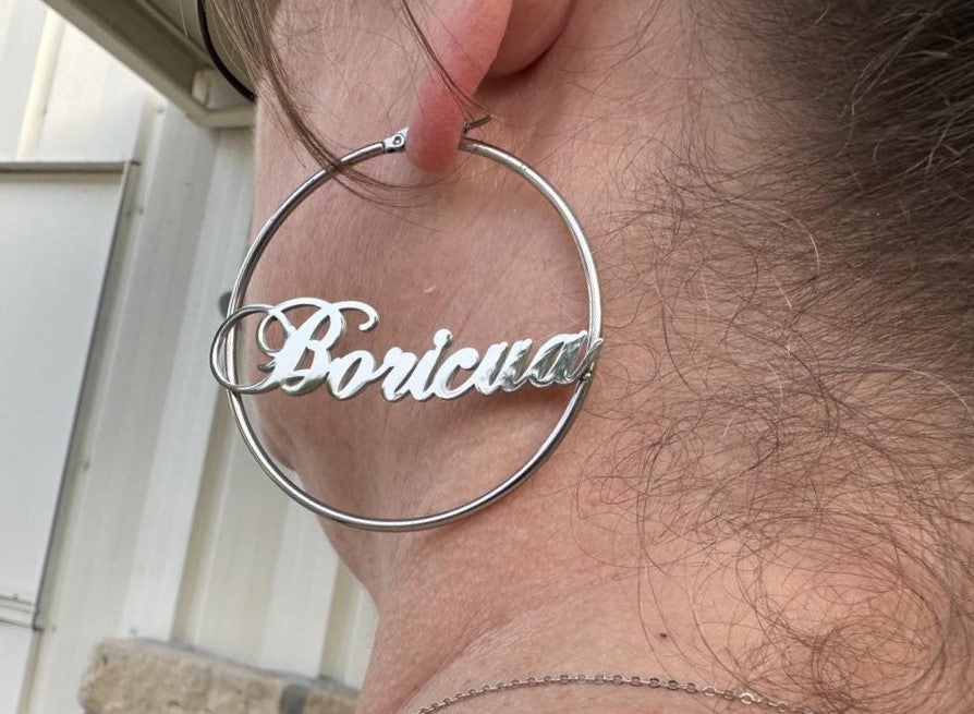 Fancy Boricua 2.4" Hoop Earrings