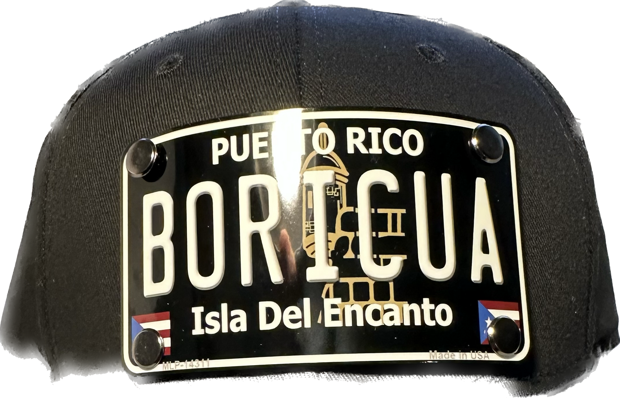 Boricua Puerto Rico Black License Plate Hat