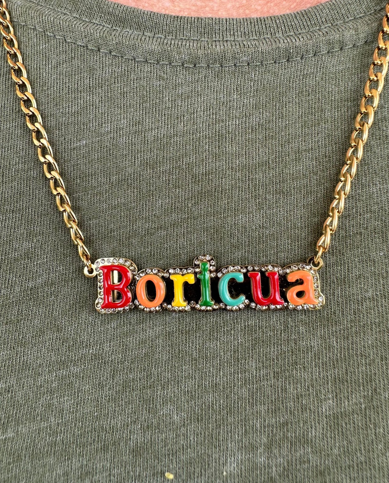 Colorful Boricua Necklace (Gold or Silver)