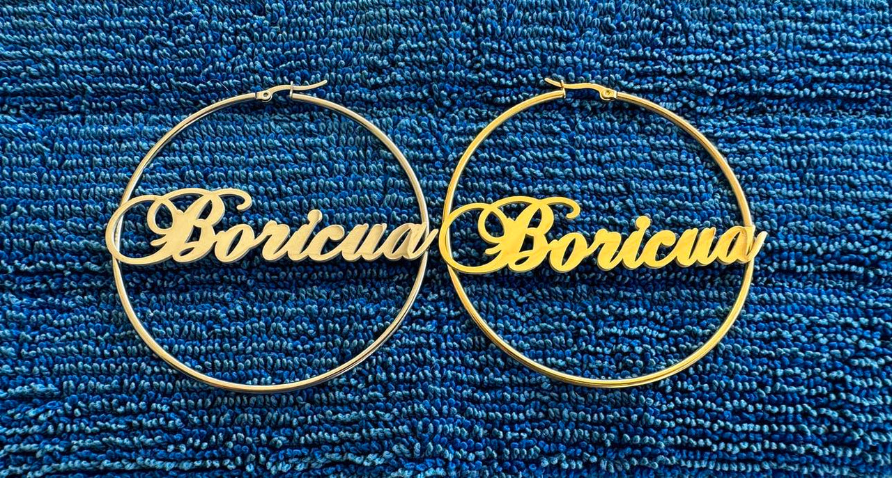 Fancy Boricua 2.75" Jumbo Hoop Earrings (Gold or Silver)