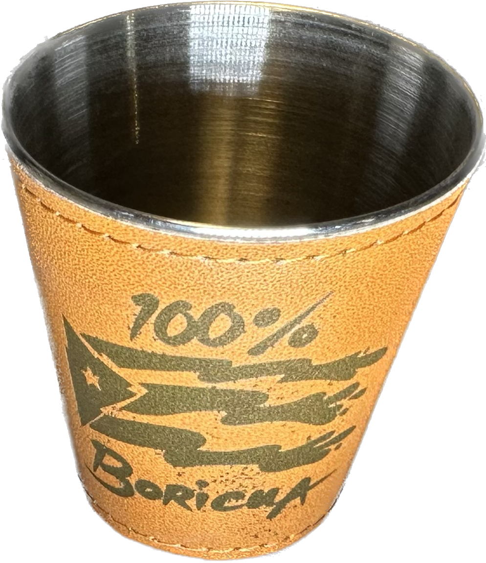 Puerto Rico Themed Leather Wrapped Shot Glass 3 Choices