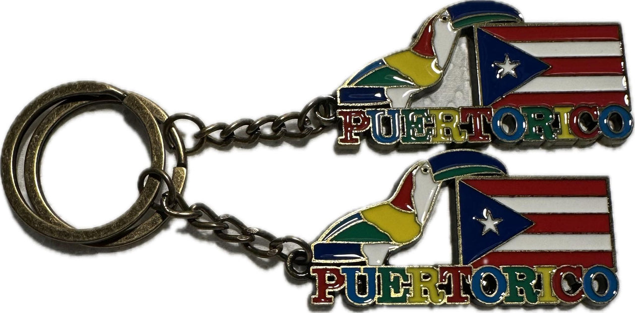 Puerto Rico Bird Flag Keychain