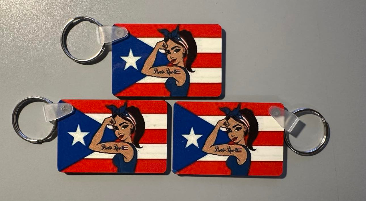 Badass Boricua Girl Puerto Rico Keychain