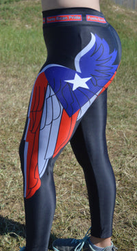 Thumbnail for Angel Wings Sports Leggings (Summer) - Puerto Rican Pride