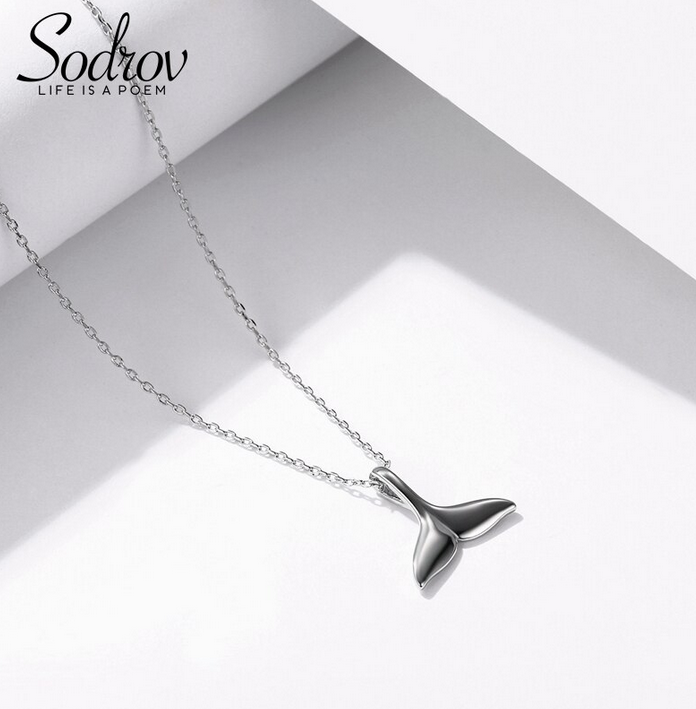 SODROV 925 Sterling Silver Shell Mermaid Stud NECKLACE for Women Fine Party Jewelry