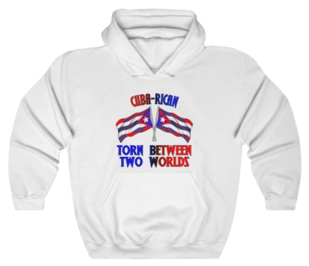 Cuba Rican Torn Between Two Worlds - Unisex Heavy Blend™ Hooded Sweatshirt