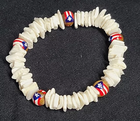 Thumbnail for Puerto Rico Flag Unisex Shells & Coconut Wood Bracelet / Necklace