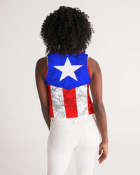 Thumbnail for BORICUA Black Flag Women's Cropped Tank - Puerto Rican Pride