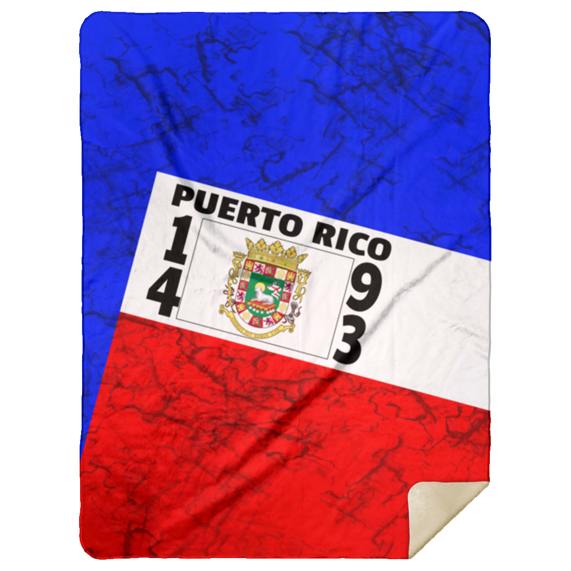 Coat Of Arms Premium Mink Sherpa Blanket 60x80 - Puerto Rican Pride