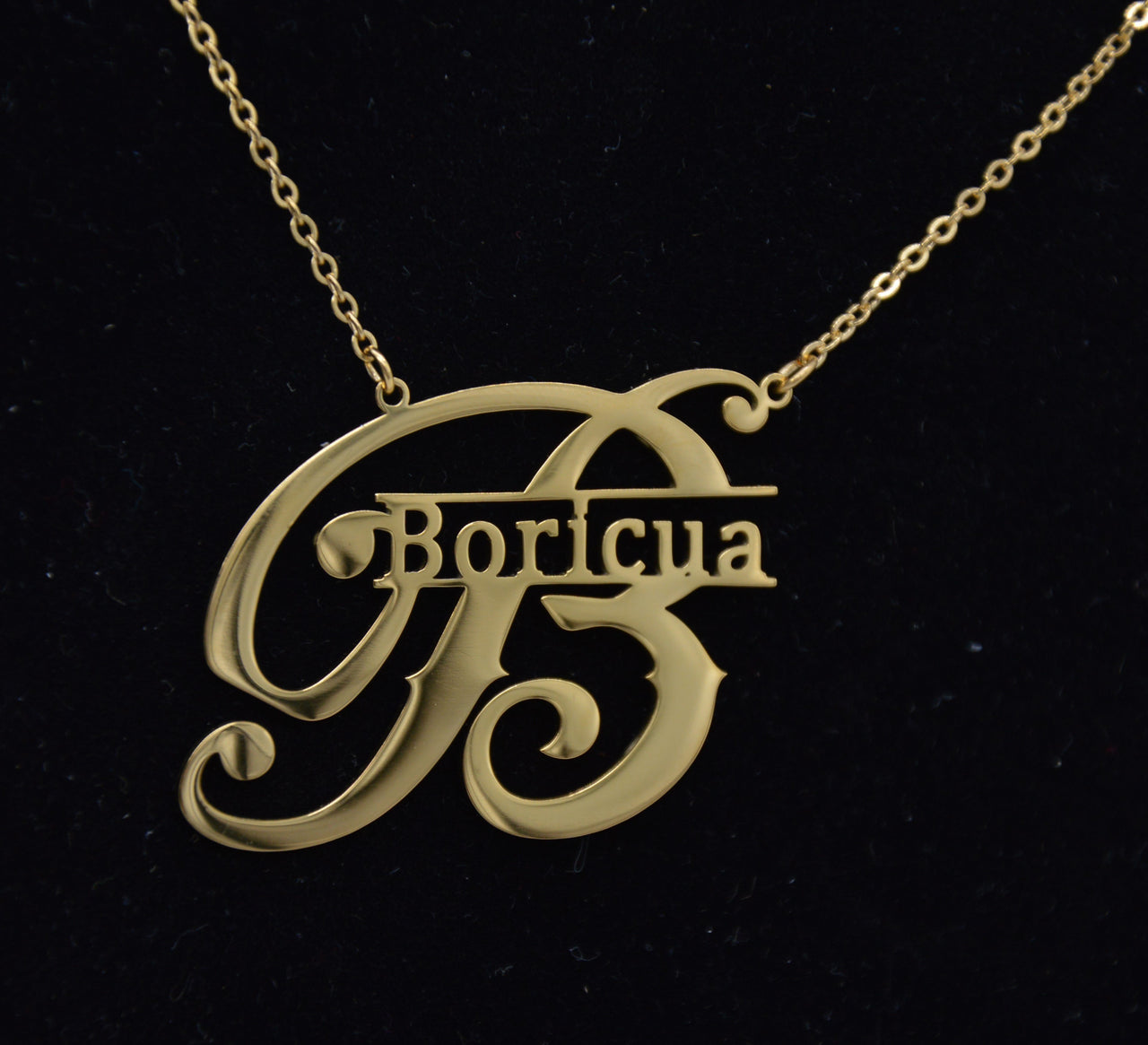 Big "B" Boricua 18" Necklace - Gold