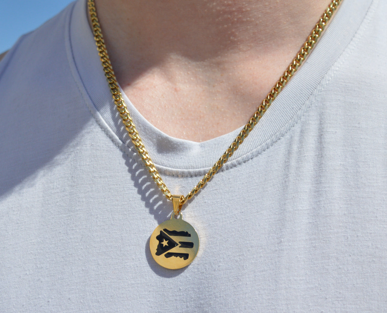 22" Gold Cuban Chain Flag Necklace