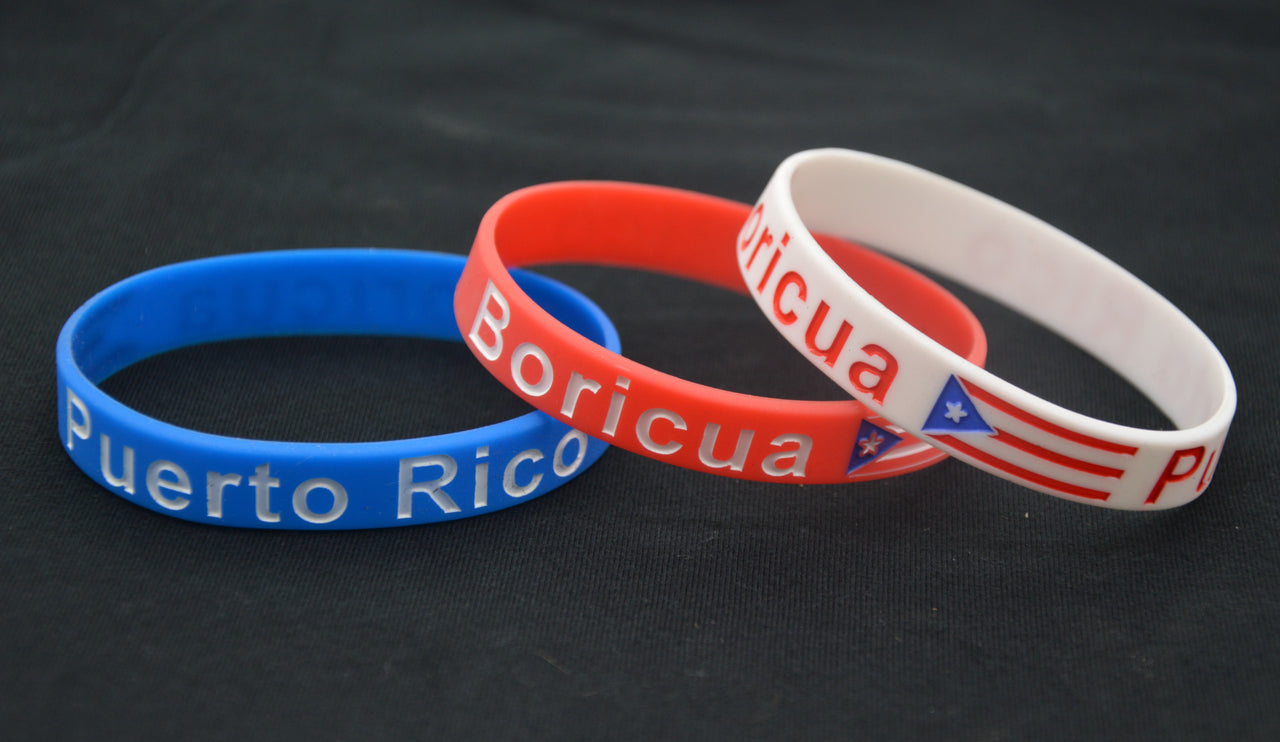 Boricua Puerto Rico Silicone Wrist Bands (Red, White or Blue)