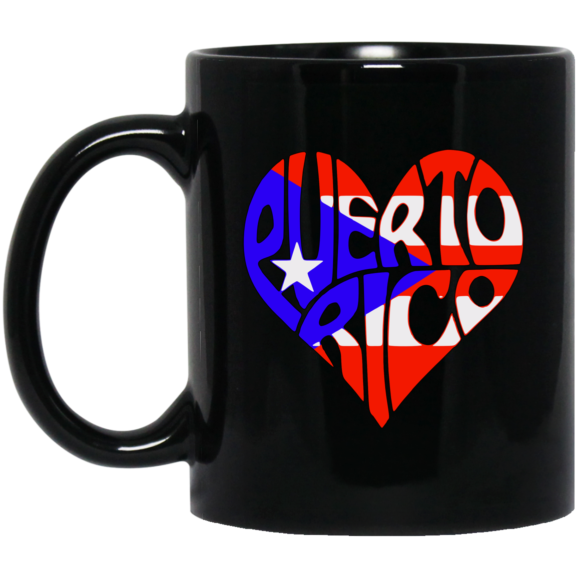 Heart Puerto Rico 11 oz. Black Mug