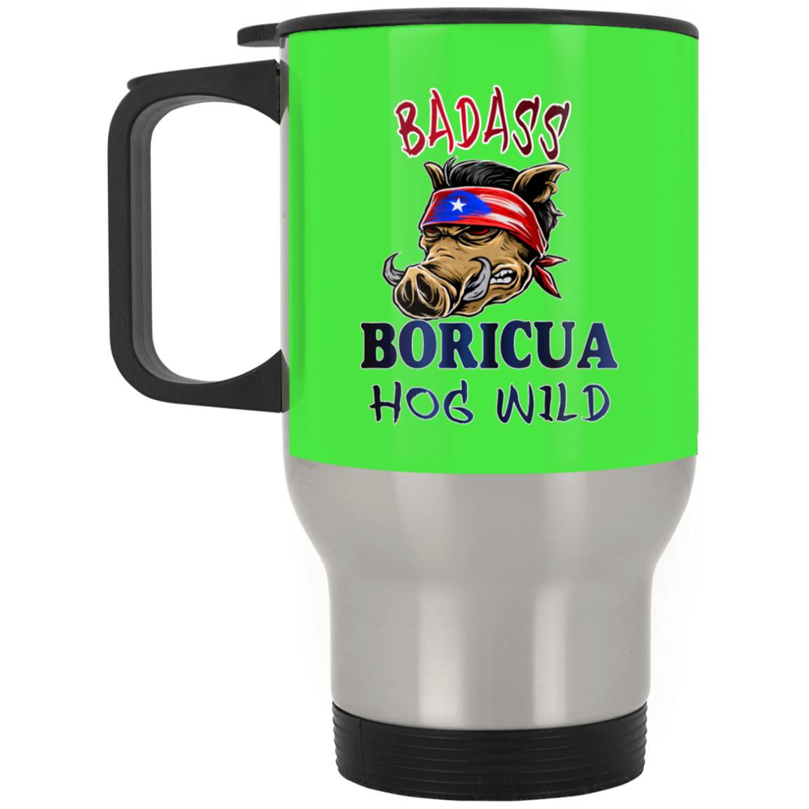 Badass Boricua Hog Wild Stainless Travel Mug