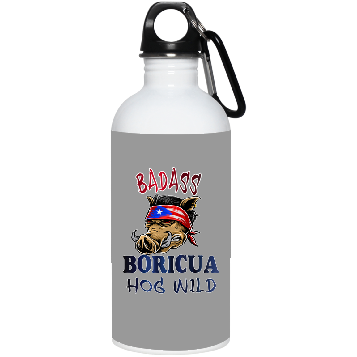 Badass Boricua Hog Wild 20 oz. Stainless Steel Water Bottle