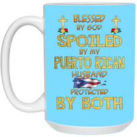 Thumbnail for Blessed, Spoiled and Protected 15 oz. White Mug - Puerto Rican Pride
