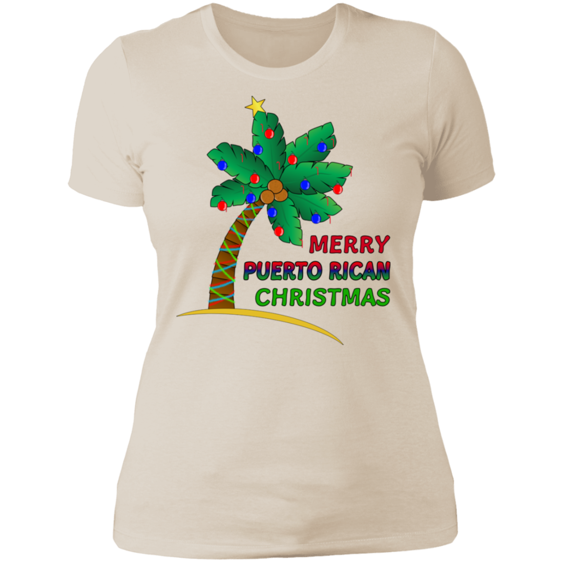 Merry PR Christmas Ladies' Boyfriend T-Shirt - Puerto Rican Pride