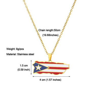 Map Flag Necklace W/ Heart Cutout