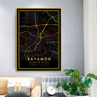 Thumbnail for Caguas or Bayamón Canvas GOLD ROADS City Map Poster - Puerto Rico