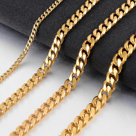 8 or 6MM Stainless Steel Gold Cuban Chain (Waterproof) Necklace - High Quality - Puerto Rican Pride