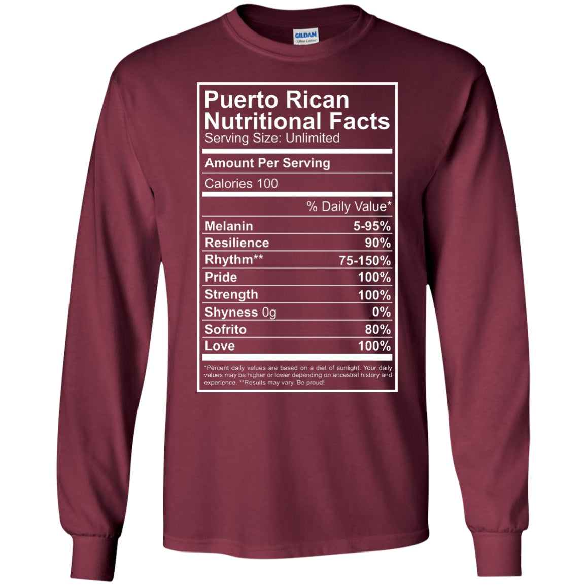 Long Sleeve - Nutritional Facts - Long Sleeve