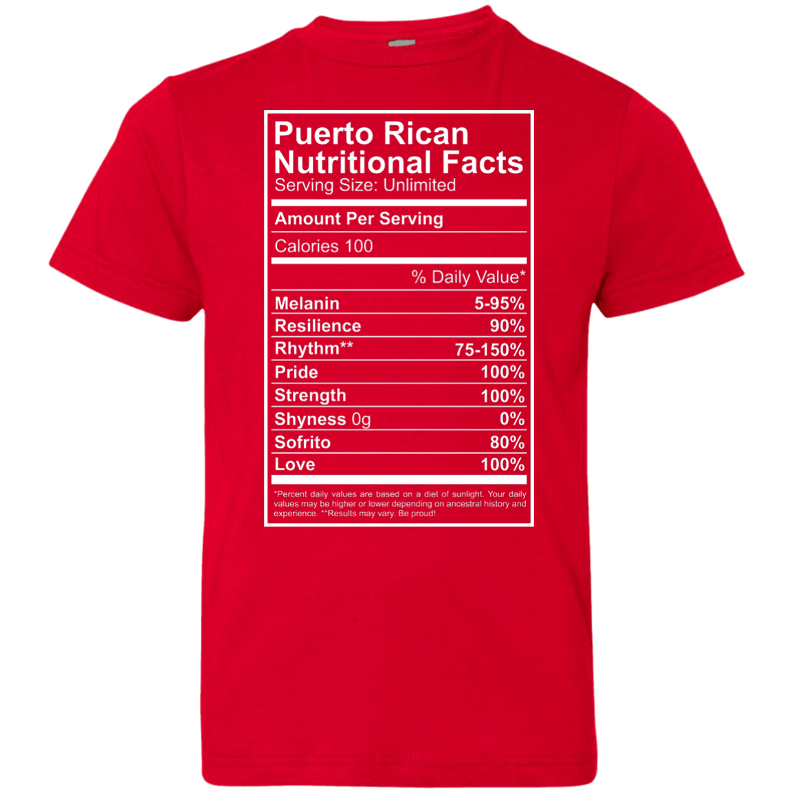 Shirt - Nutritional Facts - Youth Jersey Tee