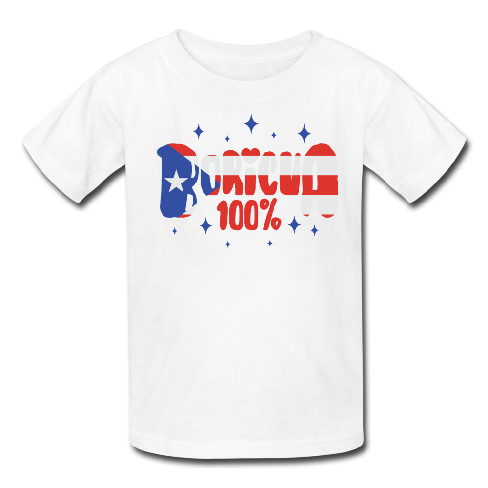 100% Boricua Kids' T-Shirt - white