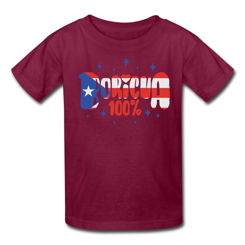 100% Boricua Kids' T-Shirt - burgundy