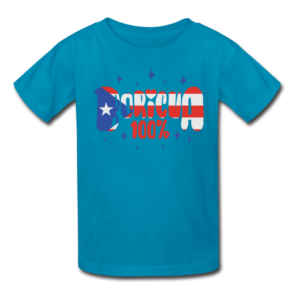 100% Boricua Kids' T-Shirt - turquoise