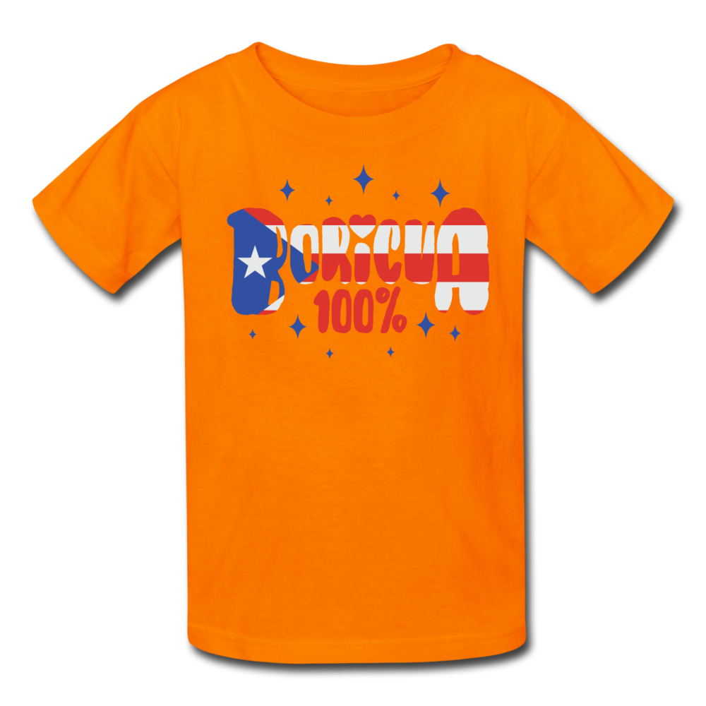 100% Boricua Kids' T-Shirt - orange