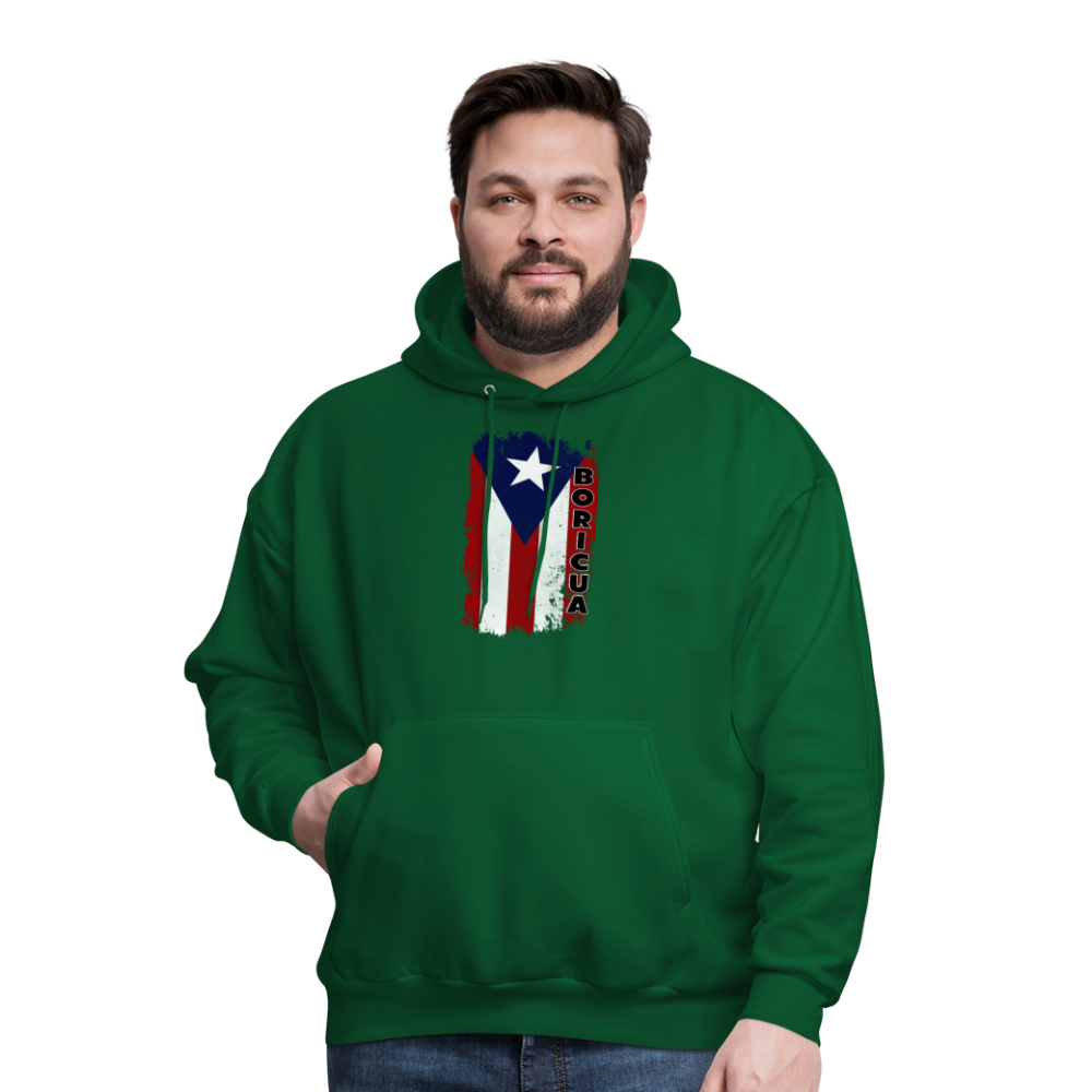 Distressed Flag Boricua - Men's Hoodie - forest green