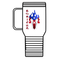 Thumbnail for Boricua Flaming Skull - Silver Stainless Travel Mug