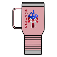 Thumbnail for Boricua Flaming Skull - Silver Stainless Travel Mug