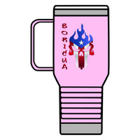 Thumbnail for Boricua Flaming Skull - Silver Stainless Travel Mug