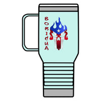 Thumbnail for Boricua Flaming Skull - Silver Stainless Travel Mug