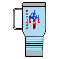 Thumbnail for Boricua Flaming Skull - Silver Stainless Travel Mug