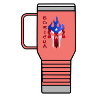 Thumbnail for Boricua Flaming Skull - Silver Stainless Travel Mug