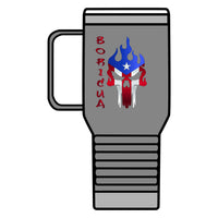 Thumbnail for Boricua Flaming Skull - Silver Stainless Travel Mug