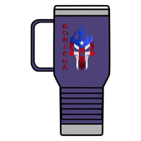 Thumbnail for Boricua Flaming Skull - Silver Stainless Travel Mug