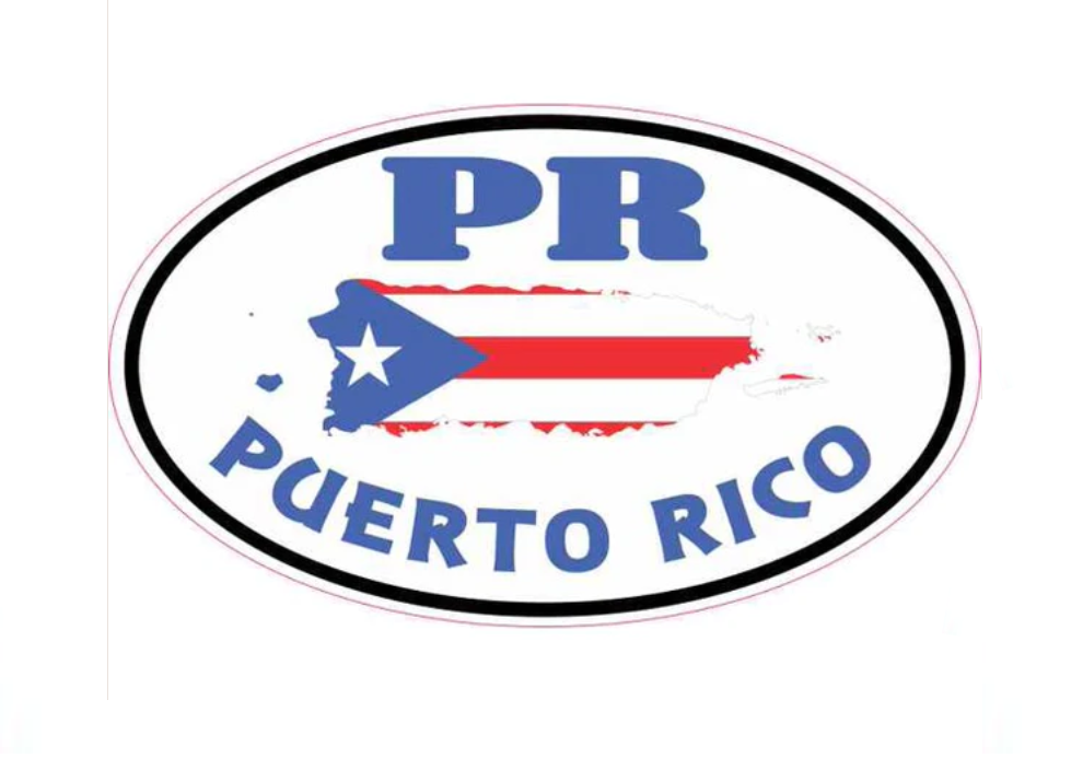 Oval PR Puerto Rico Flag / Island Bumper Sticker
