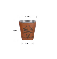 Thumbnail for Puerto Rico Taino Sol Metal Leather Wrapped Shot Glass