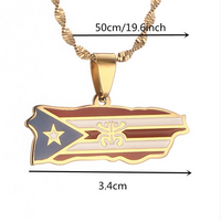 Thumbnail for Puerto Rico Map Coqui Flag  Necklaces Gold or Silver