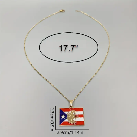 Gold 17.7" Coqui Flag Necklace