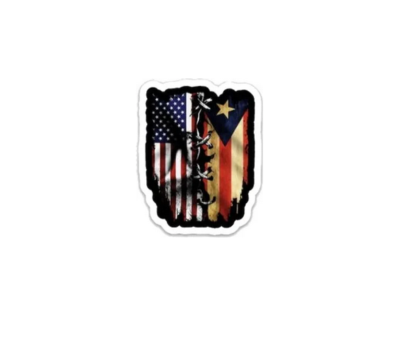 Puerto Rican / American Flags Stitched Together Decal