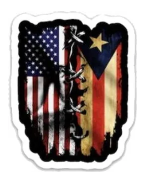 Puerto Rican / American Flags Stitched Together Decal