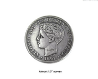 Thumbnail for Puerto Rico 1897 1 Peso Silver Plated Replica Coin