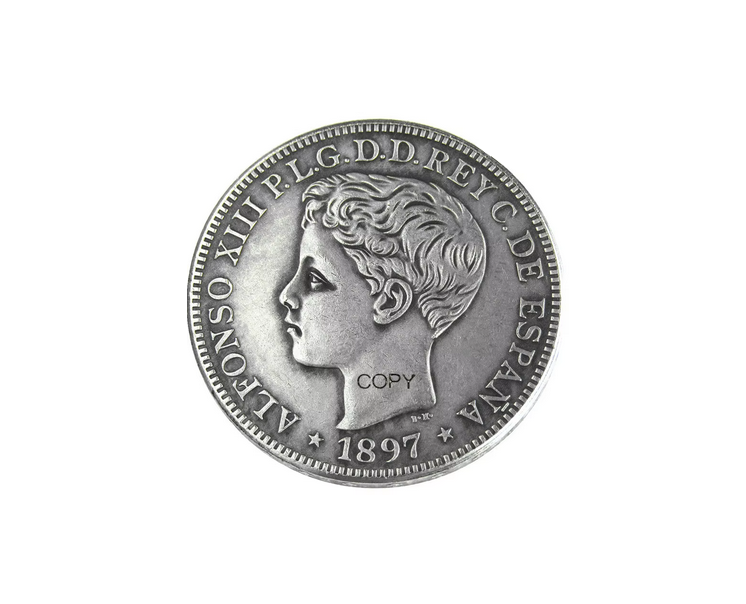 Puerto Rico 1897 1 Peso Silver Plated Replica Coin